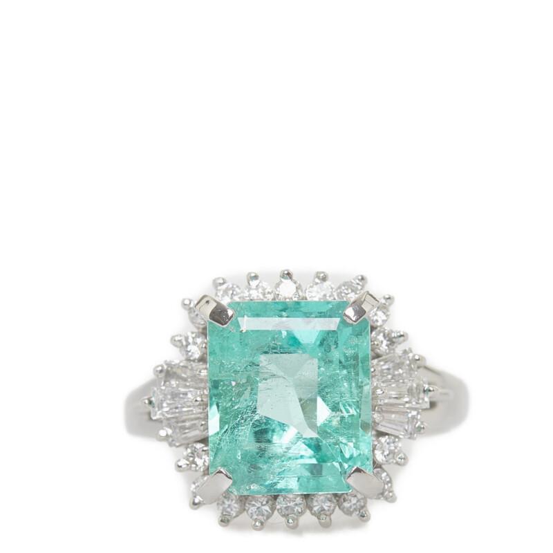 Pt900 プラチナ エメラルド3.52ct ダイヤ0.50ct リング 指輪 