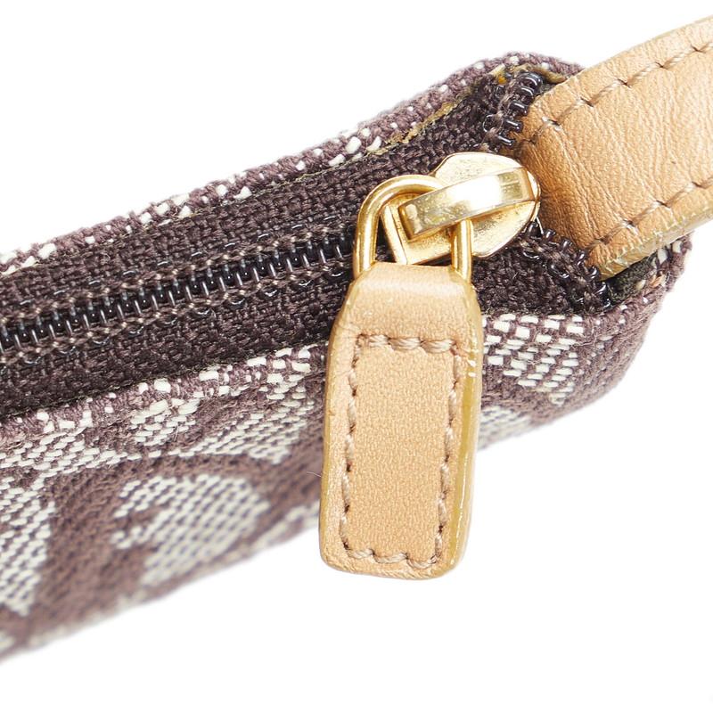 クリスチャンディオール　キャンバス　トロッター柄　コインケース　ブラウン系 ディオール トロッター コインケース ブラウン キャンバス レザー