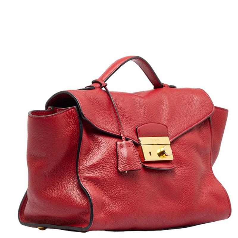 プラダ ハンドバッグ ショルダーバッグ 2WAY BR5034 レッド レザー レディース PRADA 【中古】 PRADA（プラダ） ゴールド金具 ハンドバッグ ショルダーバッグ 2WAY