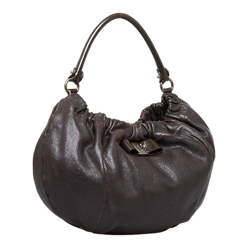【良品】サルヴァトーレフェラガモ ハンドバッグ ヴァラリボン レザー ブラック Salvatore Ferragamo - サルヴァトーレフェラガモ ヴァラリボン