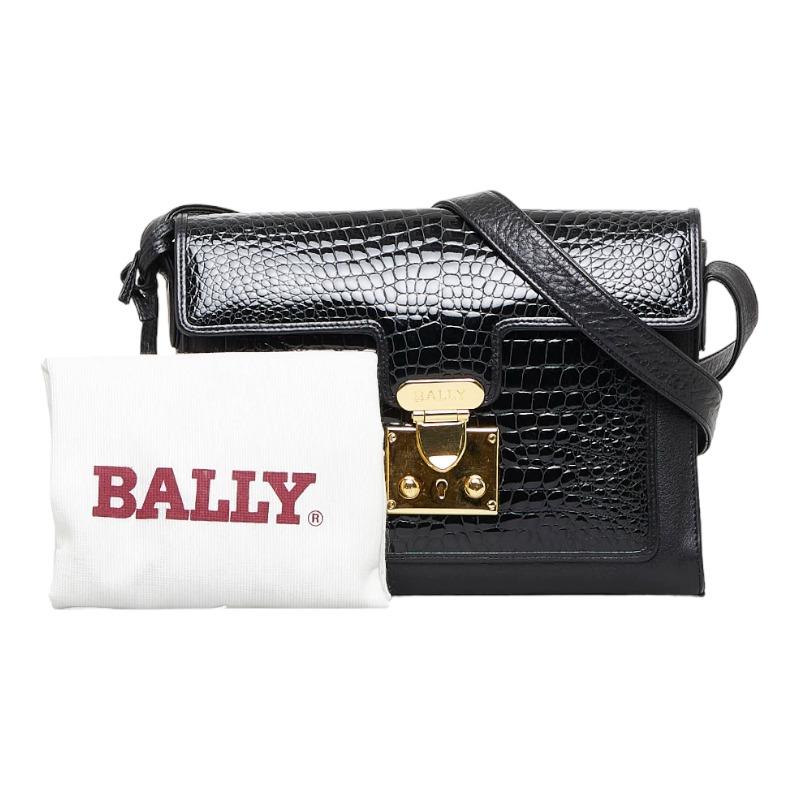 Bally（バリー） クロコ型押し 斜め掛け ショルダーバッグ ブラック