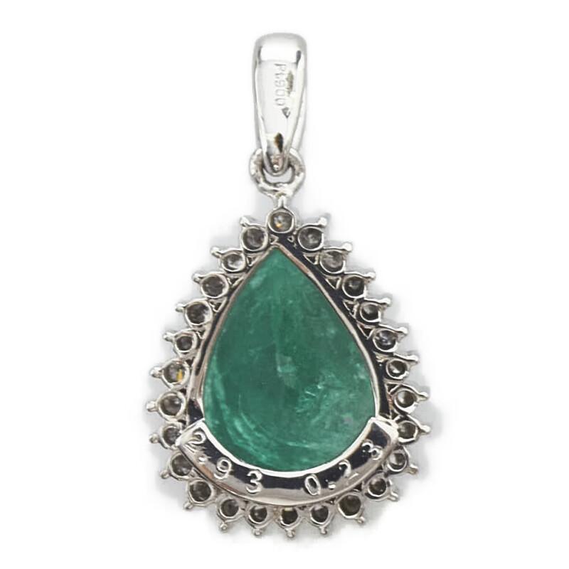Pt900 プラチナ エメラルド2.93ct ダイヤ0.23ct ペンダントトップ