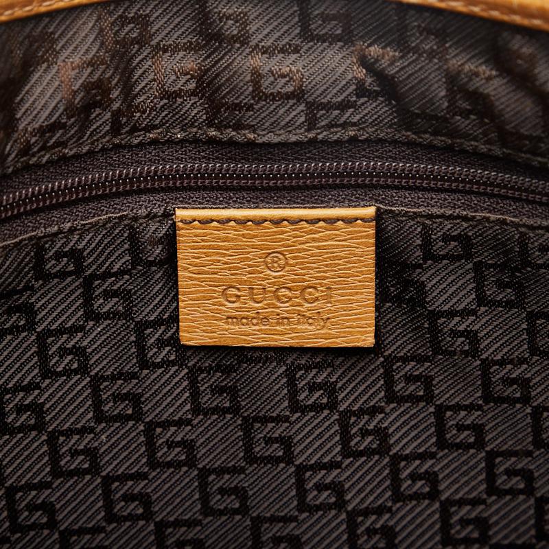 GUCCI グッチ ブラウンレザー バンブー ハンドバッグ 001 4060 GUCCI バンブー ハンドバッグ ブラウン マットゴールド レザー