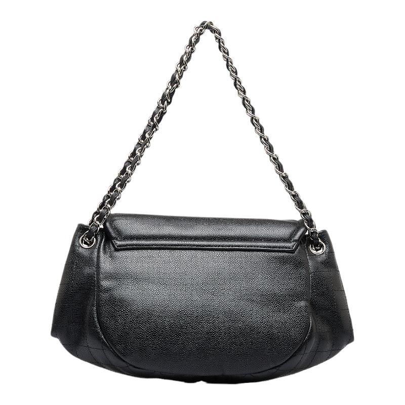良品 CHANEL シャネル ココマーク ラムスキン ターンロック ハーフムーン チェーン ショルダー バッグ ブラック a7778 CHANEL - 良品 CHANEL シャネル ココマーク ラムスキン ターンロック