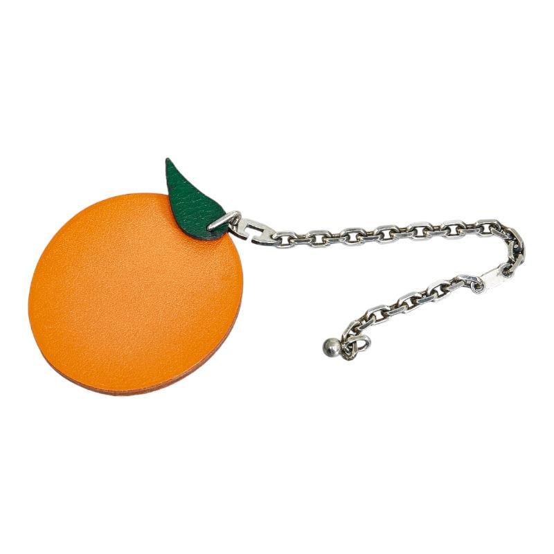 HERMES エルメス みかん オレンジ チャーム キーホルダー レザー HERMES エルメス みかん オレンジ チャーム キーホルダー レザー