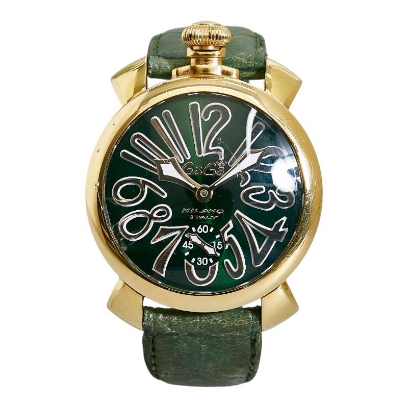GaGa MILANO　マヌアーレ48MM　手巻き ガガ ミラノ マヌアーレ48MM 腕時計 手巻き グリーン文字盤 ステンレス