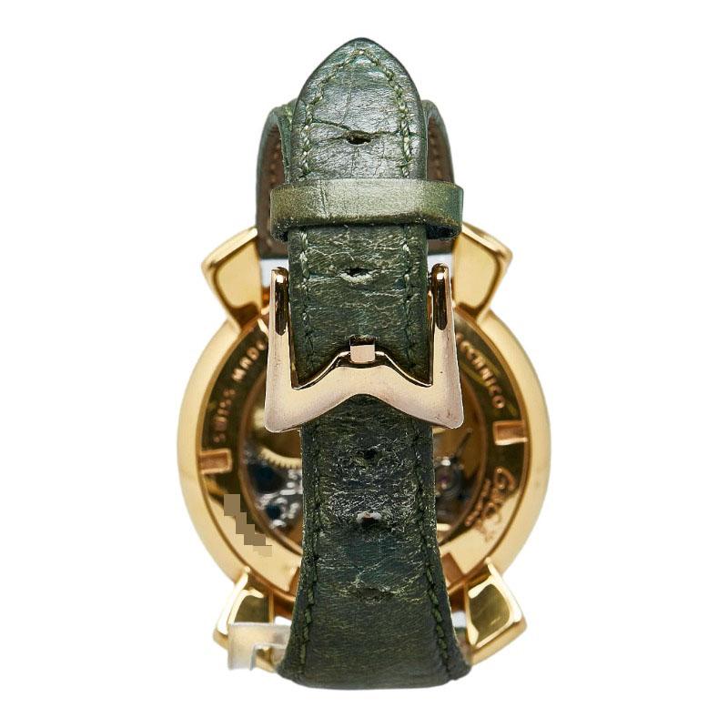 ガガ ミラノ マヌアーレ48MM 腕時計 手巻き グリーン文字盤 ステンレス