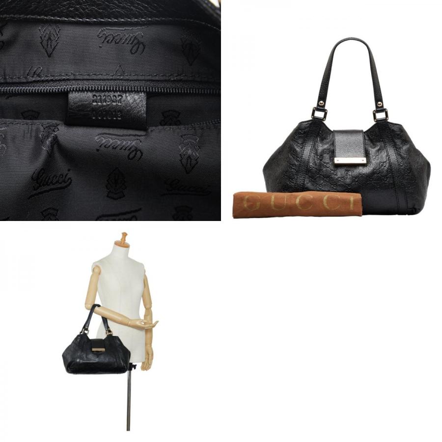 美品 GUCCI シマ ショルダーバッグ 斜め掛け レザー ゴールド ブラック GUCCI グッチ グッチシマ ゴールド金具 ハンドバッグ ショルダー