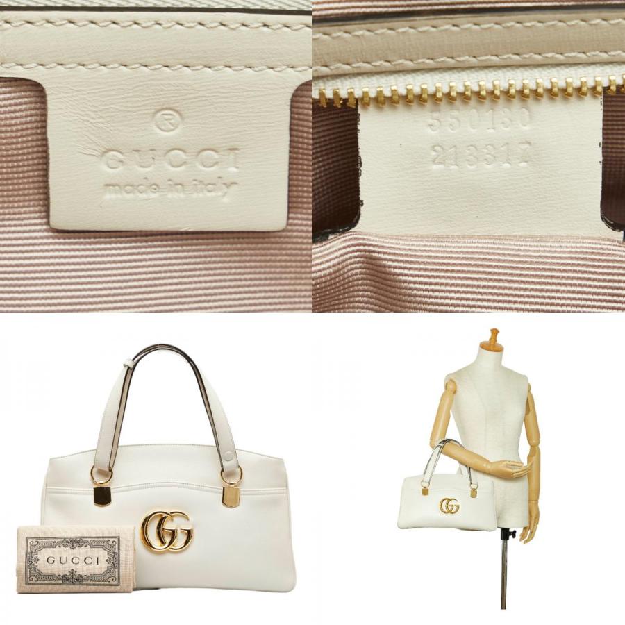 【中古】GUCCI グッチ 550129 GGマーモント アリーショルダーバッグ レザー ホワイト 白 A2600201【無料ギフトラッピング承ります】 GUCCI（グッチ） GGマーモント アリー ラージ ハンドバッグ ショルダー