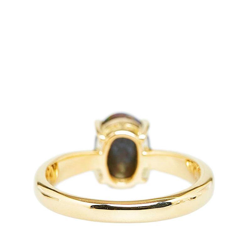 K18YG イエローゴールド ボルダーオパール1.31ct オーバル リング 指輪  