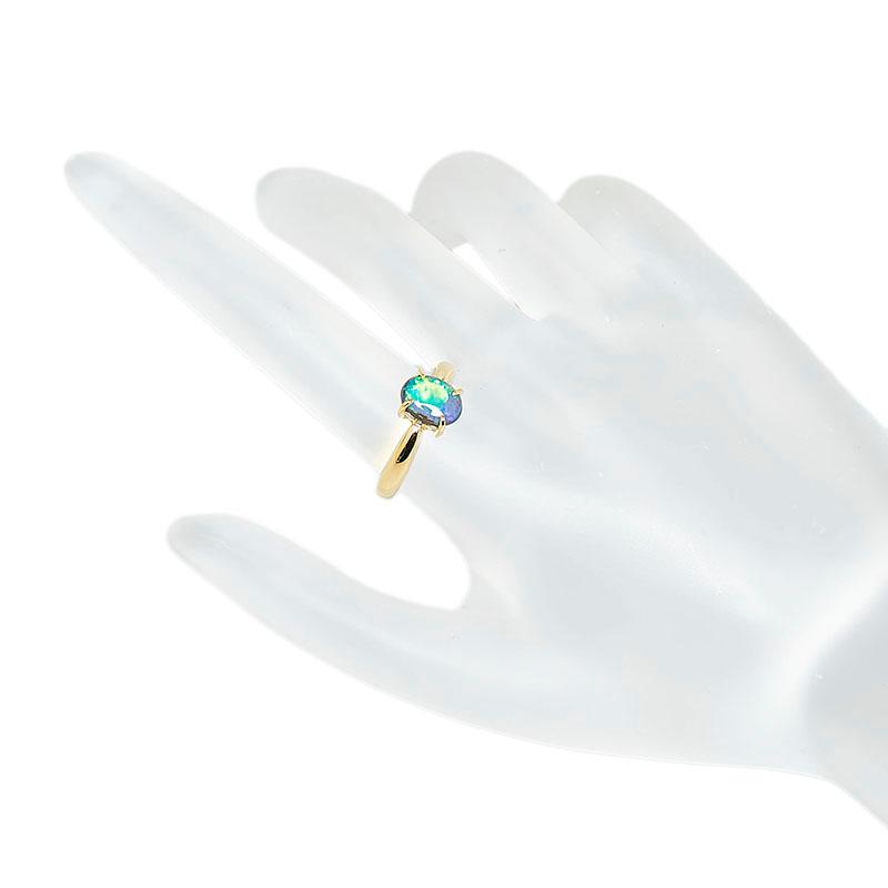 K18YG イエローゴールド ボルダーオパール1.31ct オーバル リング 指輪  