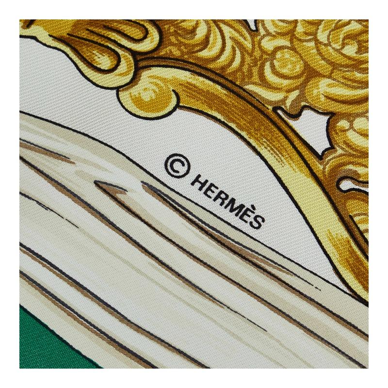HERMES（エルメス） カレ90 ETRIERS 鐙柄 馬具柄 スカーフ グリーン