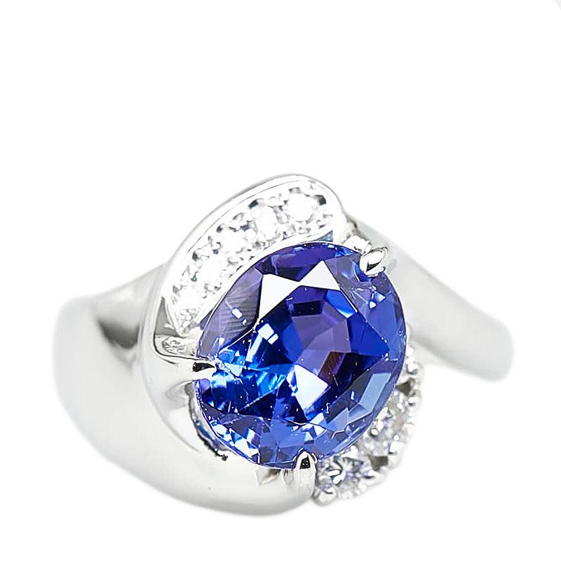 Pt900 プラチナ タンザナイト3.41ct ダイヤ0.24ct リング 指輪 