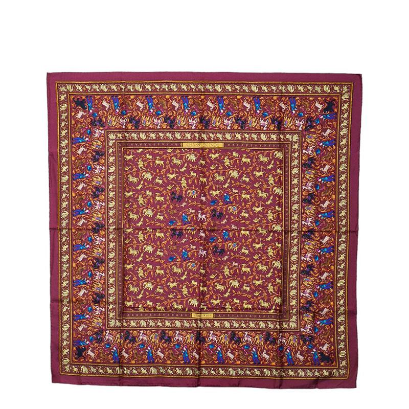 HERMES エルメス カレ90 CHASSE EN INDE インドの狩猟 スカーフ ワイン  