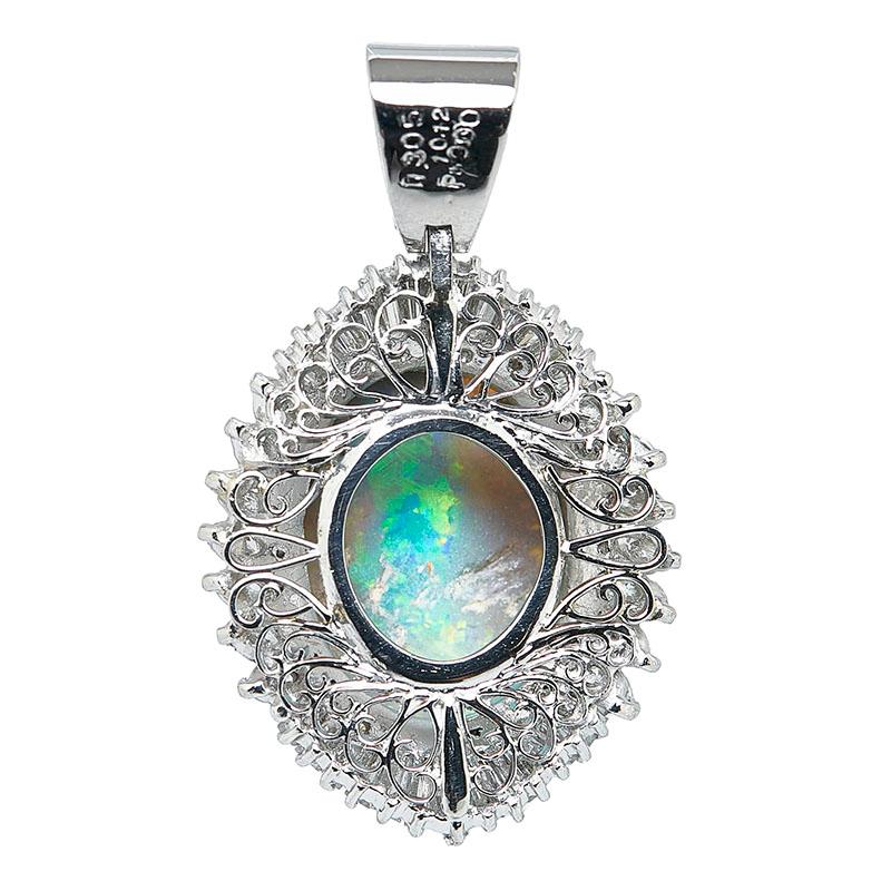 Pt900 プラチナ ブラックオパール10.12ct ダイヤ3.05 ペンダントトップ