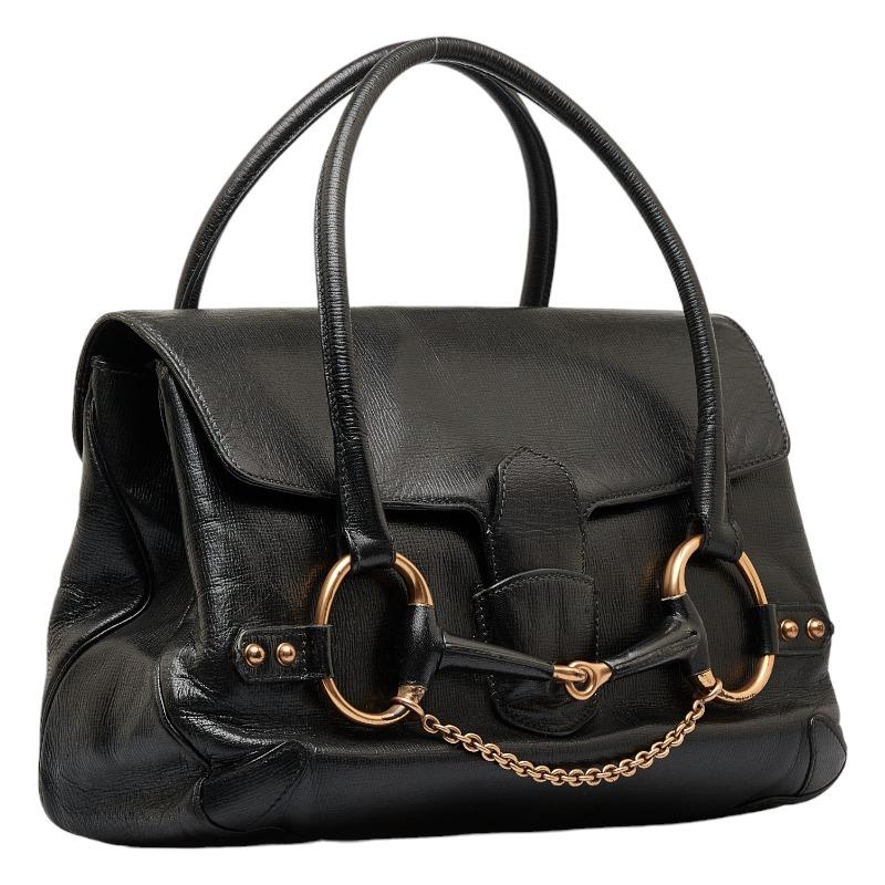 美品　GUCCI グッチ　ホースビット　レザートート　ブラック　黒 GUCCI（グッチ） ホースビット ハンドバッグ トートバッグ 120983