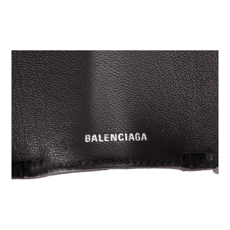 バレンシアガ シルバーグリッター コンパクトウォレット 三つ折り財布 551921 シルバー レザー レディース BALENCIAGA【中古】