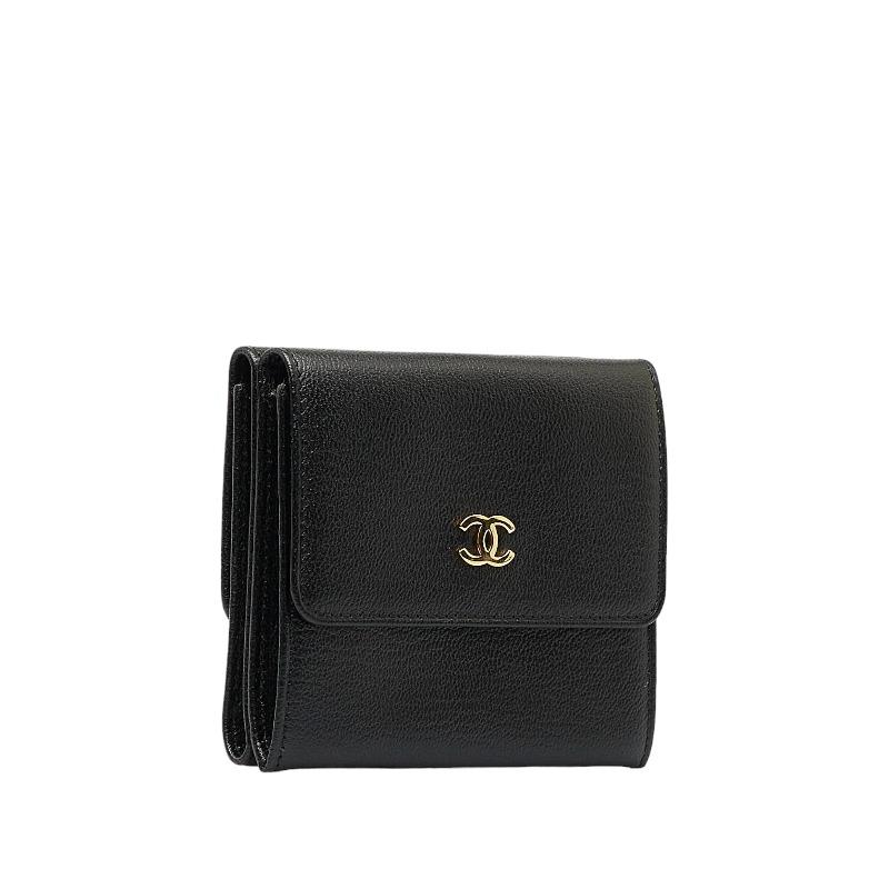 CHANEL（シャネル） ココマーク 三つ折り財布 A13456 ブラック カーフ