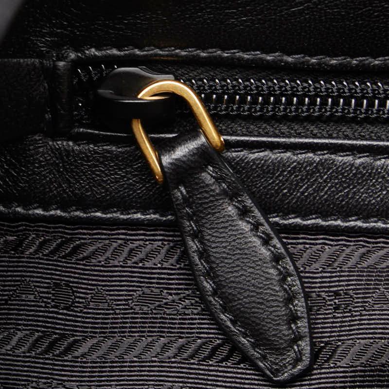 PRADA　プラダ　フィオッコ　リボン　ハンドバッグ　トートバッグ　ナイロン　黒 PRADA プラダ ロゴ ジャガード フィオッコ リボン ハンドバッグ