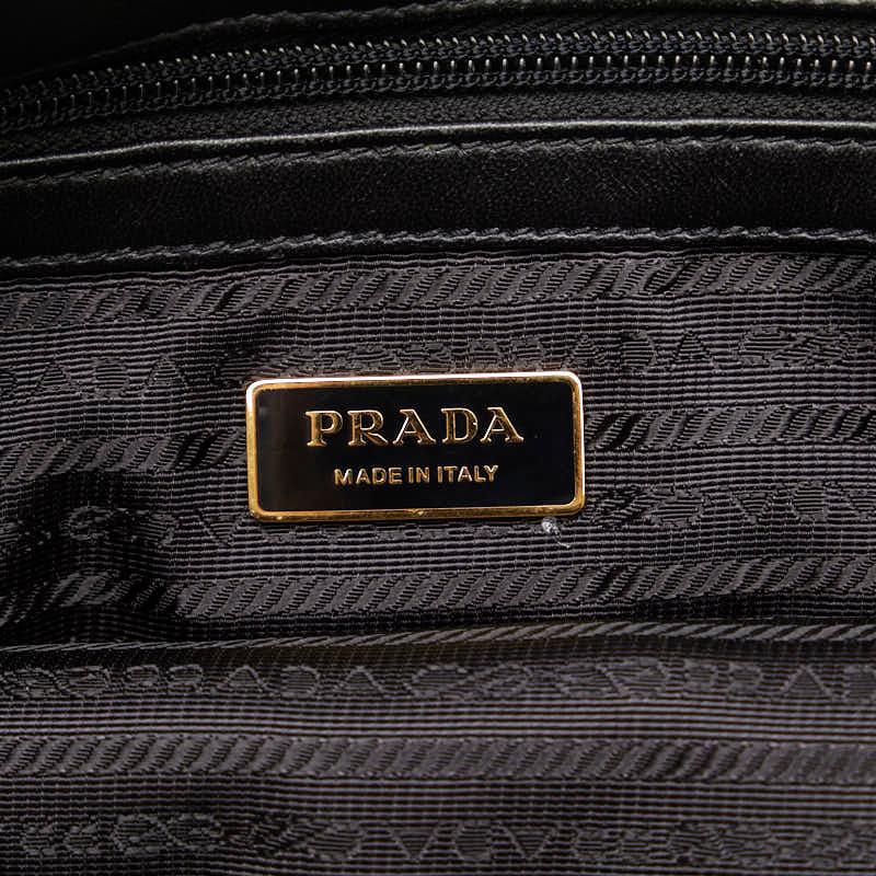 PRADA プラダ ロゴ ジャガード フィオッコ リボン ハンドバッグ