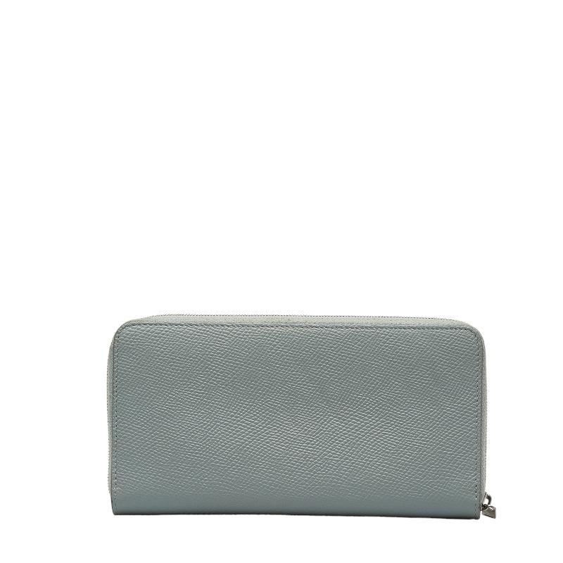 CELINE セリーヌ ラウンドファスナー 長財布 グレー レザー