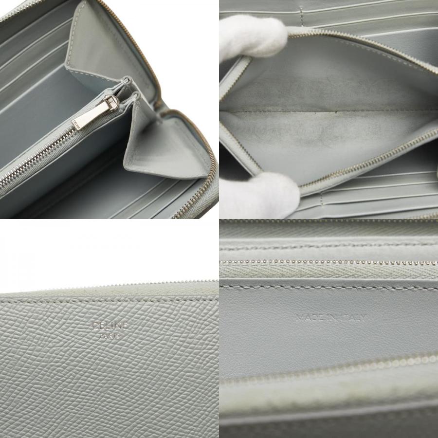CELINE グレー レザー 長財布 CELINE セリーヌ 長財布 グレー 本革 レザー 多機能 厚手