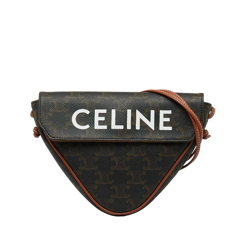 セリーヌ トリオンフ ショルダーバッグ トライアングルバッグ 195902BZK ブラウン PVC レザー レディース CELINE 【中古】 CELINE（セリーヌ） トリオンフ ショルダーバッグ トライアングル