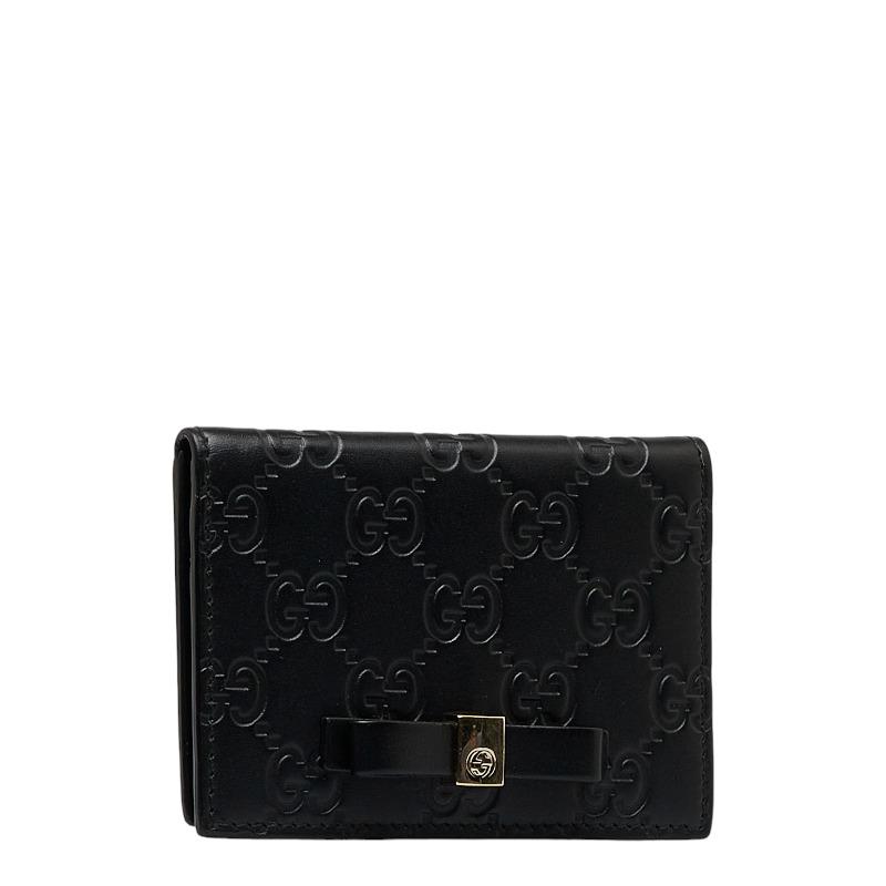 GUCCI パスケース　黒 GUCCI グッチ グッチシマ リボン パスケース カードケース