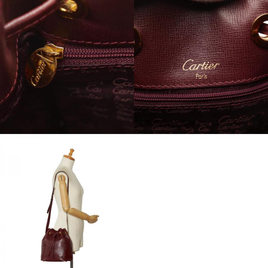 Cartier（カルティエ） マストライン 巾着 ショルダーバッグ ワイン 
