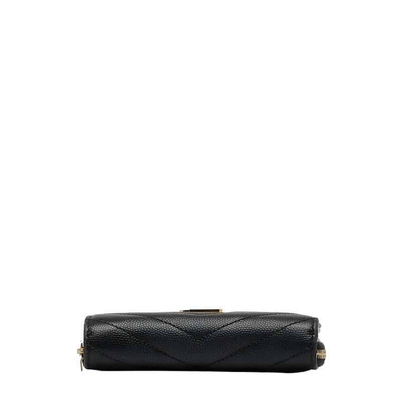 サンローラン YSLロゴ Vステッチ キルティング ゴールド金具 二つ折り 