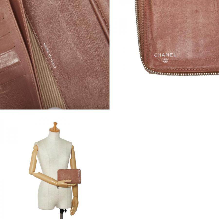CHANEL（シャネル） クロコダイル風 ラウンドファスナー 長財布 ピンク