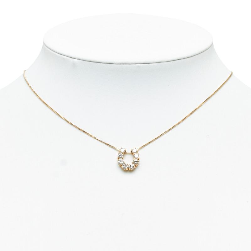 K18YG イエローゴールド ダイヤ1.00ct 馬蹄 ネックレス レディース  