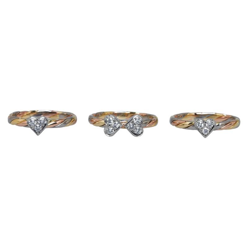 ゴールド シルバー K18 Pt900 プラチナ コンビ ダイヤ0.33ct スリー 