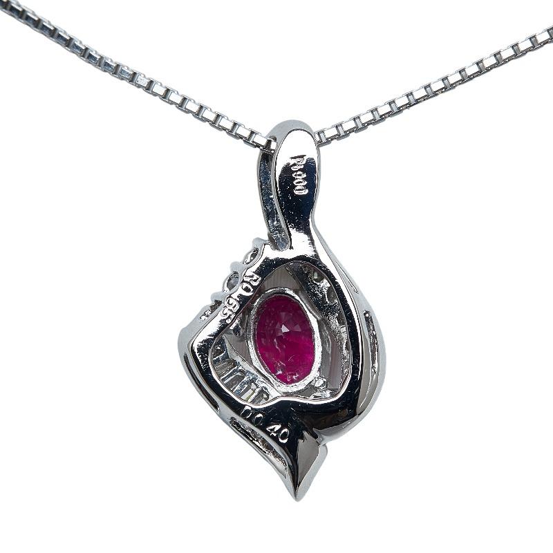 Pt900 プラチナ Pt850 ルビー0.65ct ダイヤ0.40ct ペンダント  
