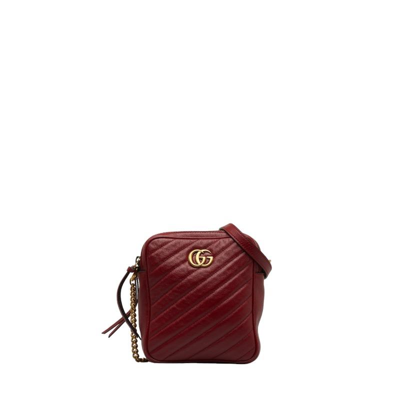 GUCCI GGマーモント チェーンショルダーバッグ レッド GUCCI/グッチ】 GGマーモント 575163 ミニバケット チェーン