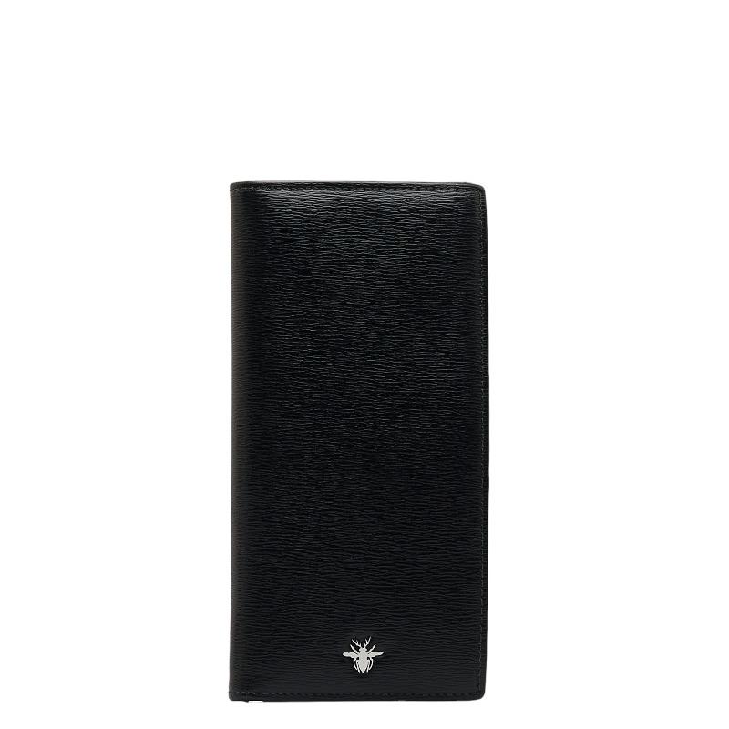 ディオール ビー 蜂 長財布 ブラック レザー メンズ Dior 【中古