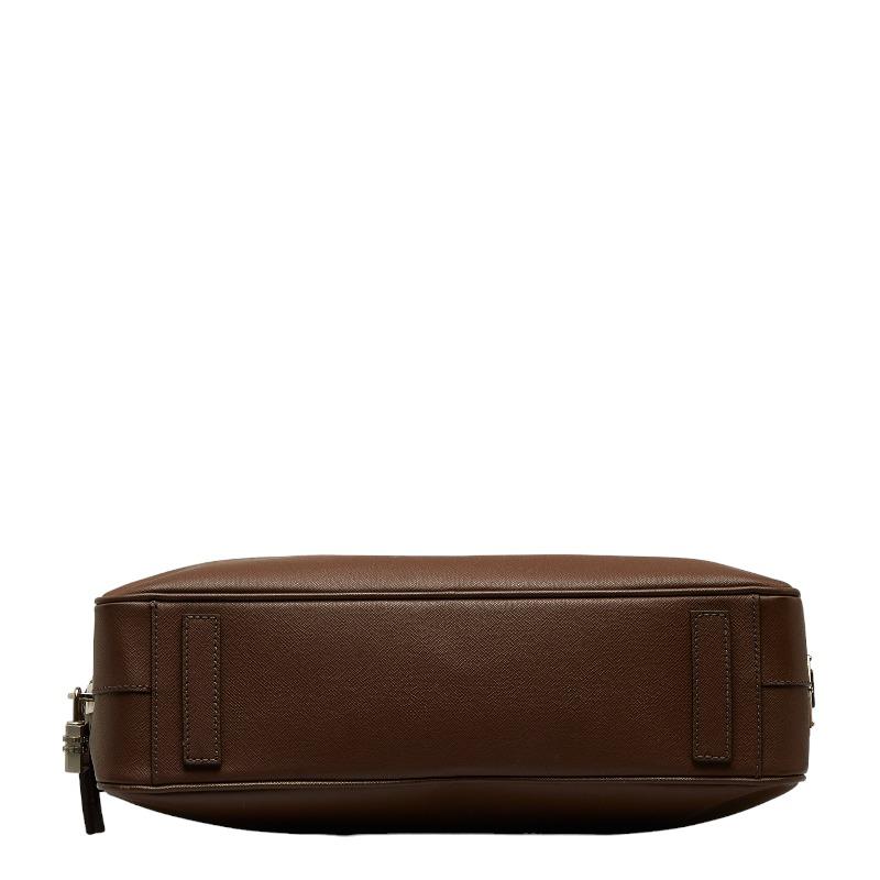 中古PRADAプラダビジネスバッグ型押し茶 PRADA（プラダ） ビジネスバッグ ブリーフケース 書類カバン VS0305