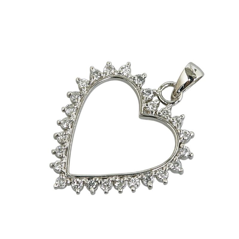Pt900 プラチナ ダイヤ0.515ct ハートモチーフ ペンダントトップ