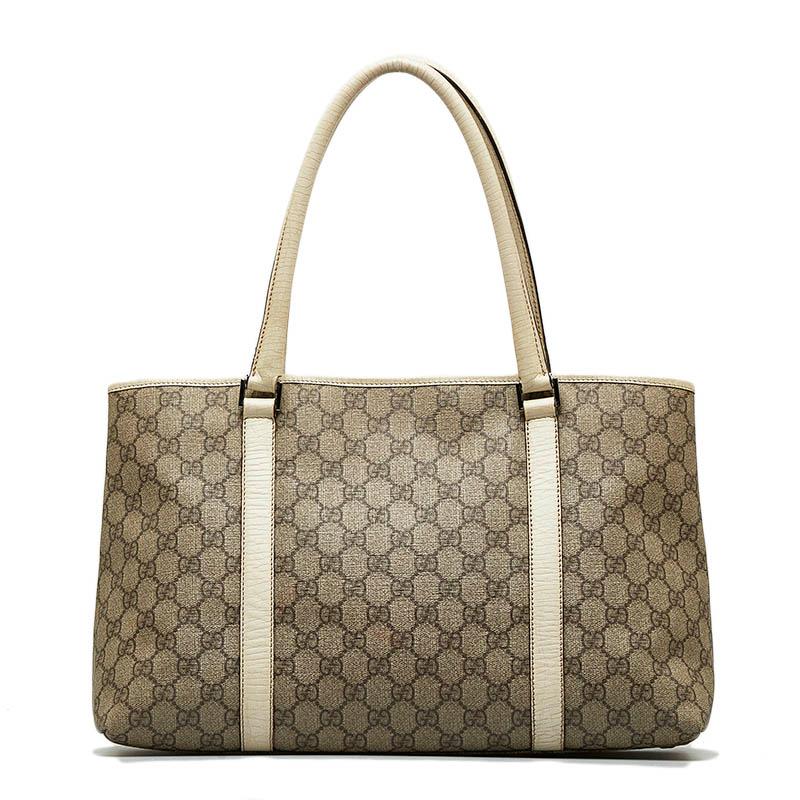ほい　GUCCI トートバッグ　GG スプリーム　PVC レザー　ベージュ グッチ GGスプリーム オフィディア PVCxレザー トートバッグ