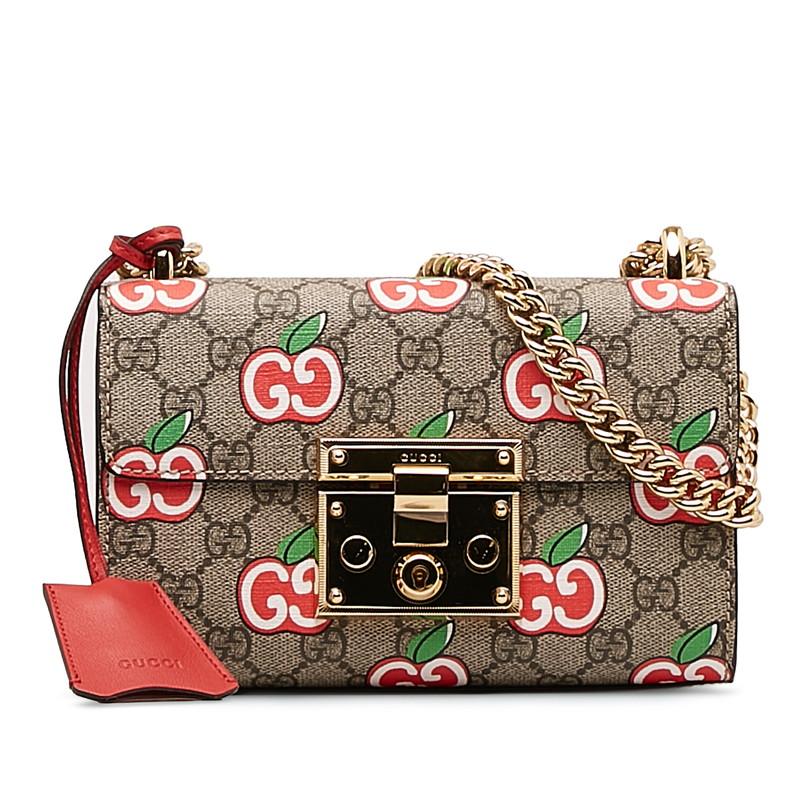 GUCCI（グッチ） GGアップルプリント チェーン ショルダーバッグ