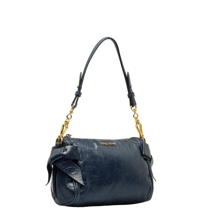 ◆ 美品 ◆ miumiu ミュウミュウ リボン ハンドバッグ レザー 黒 ◇ 美品 ◇ miumiu ミュウミュウ ハンドバッグ リボン レザー