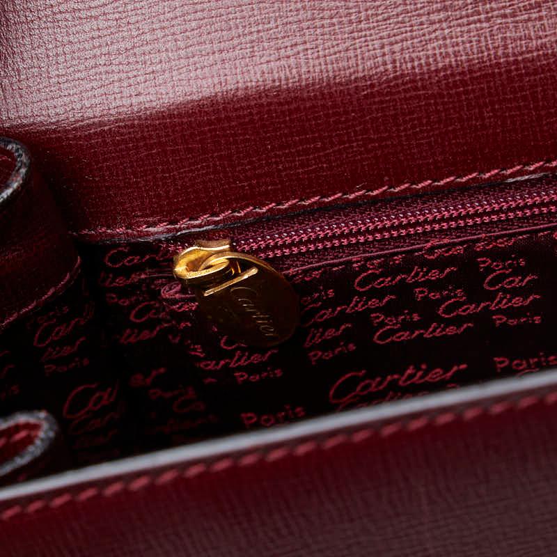 Cartier カルティエ マストライン ハンドバッグ ボルドー レザー