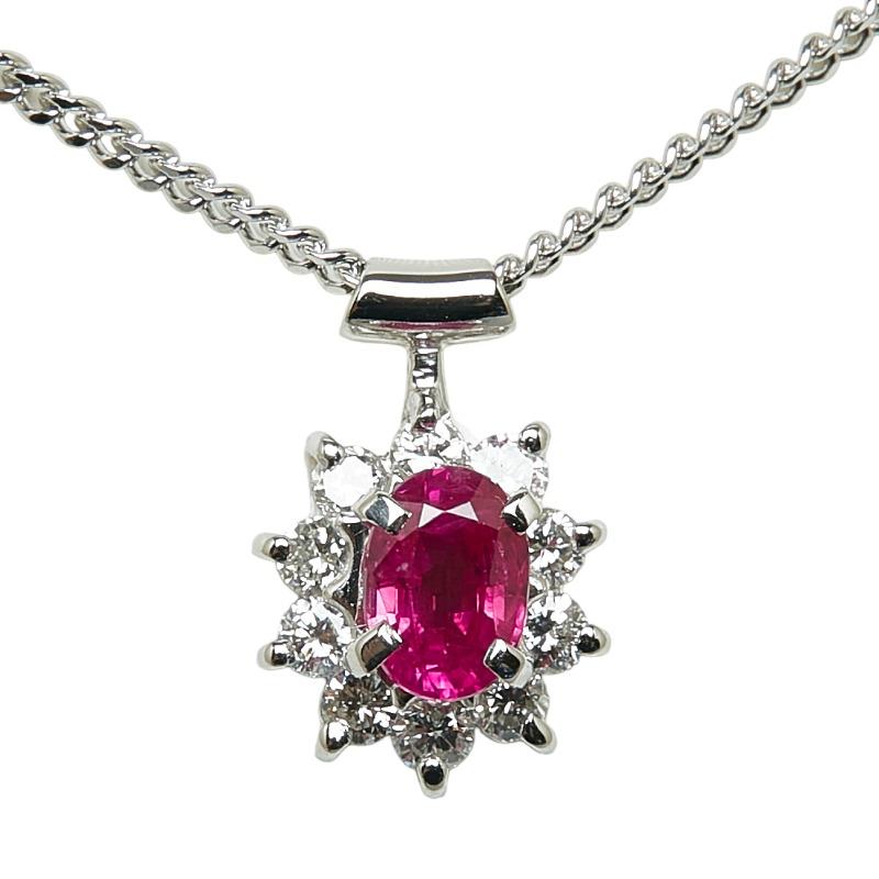 Pt900 プラチナ Pt850 ルビー0.62ct ダイヤ0.31ct ペンダント  