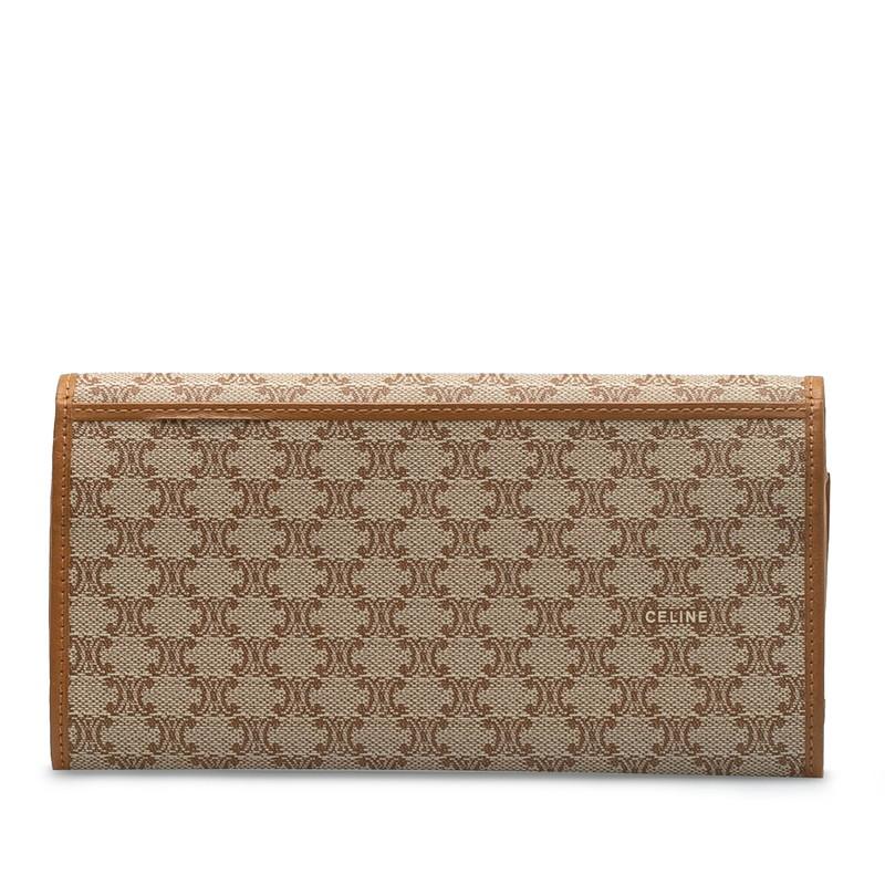 CELINE（セリーヌ） マカダム がま口 長財布 ベージュ ブラウン PVC