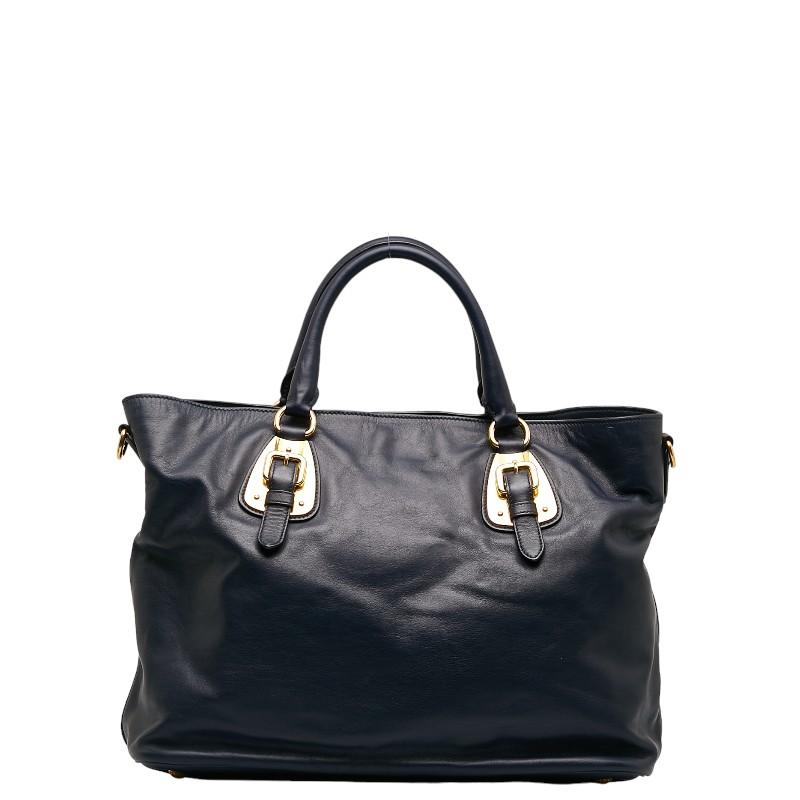 PRADA（プラダ） ハンドバッグ BN1902 ネイビー レザー レディース