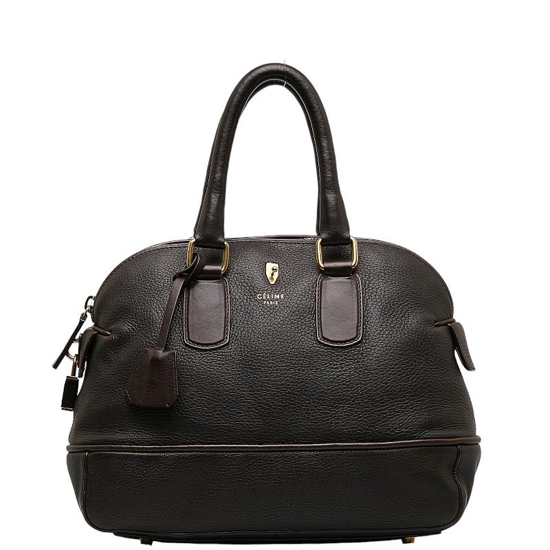 CELINE セリーヌ ボーリング ハンドバッグ ブラウン レザー CELINE セリーヌ ボーリング ハンドバッグ ブラウン レザー