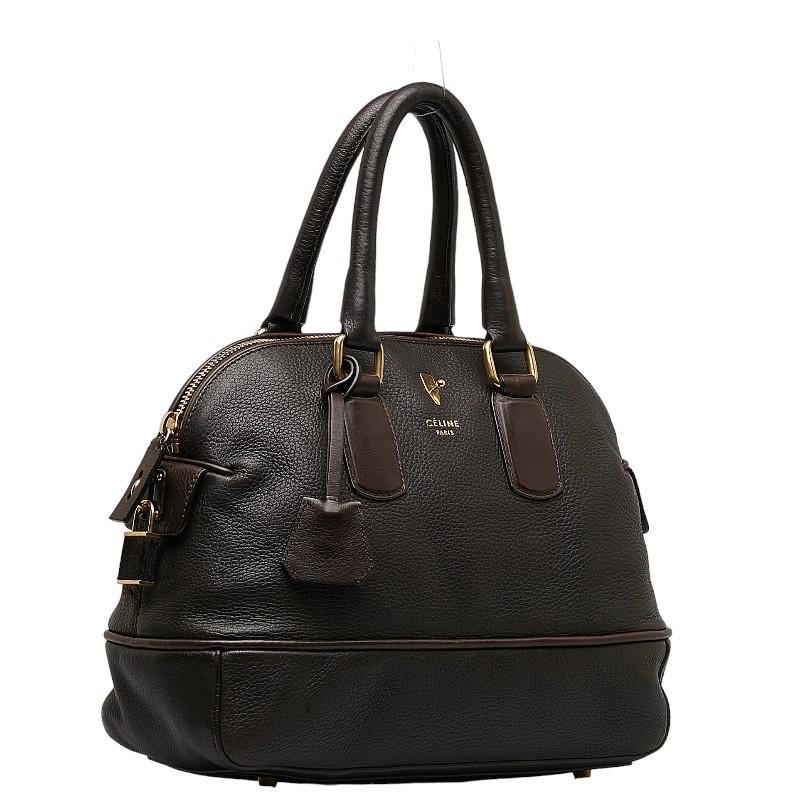 CELINE セリーヌ ボーリング ハンドバッグ ブラウン レザー CELINE セリーヌ ボーリング ハンドバッグ ブラウン レザー