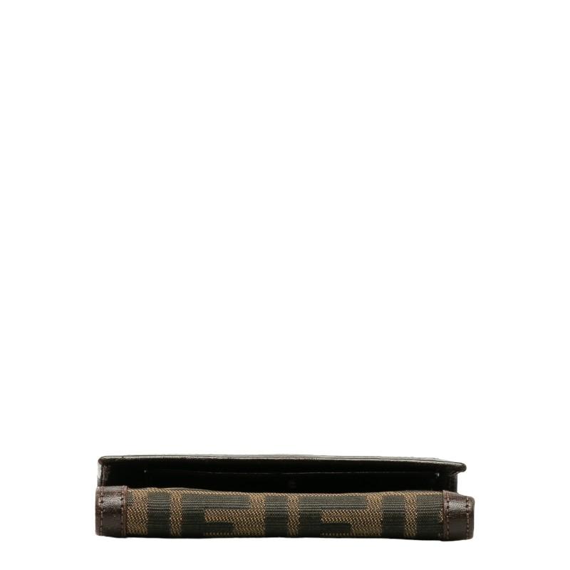 FENDI（フェンディ） ズッカ 二つ折り財布 ブラウン キャンバス レザー