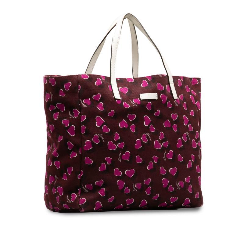 【 サビ猫ちーちゃん】グッチ♡ハート柄バッグ♡ GUCCI（グッチ） ハート柄 トートバッグ ハンドバッグ 282439 マルチ