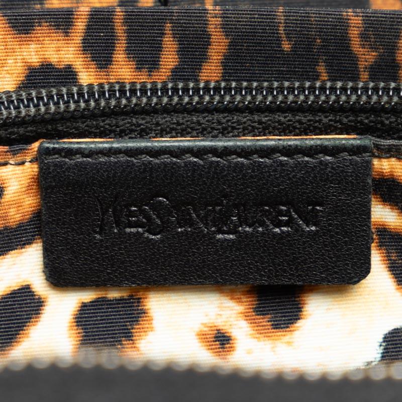 サンローラン レオパード ヒョウ 豹 ラウンドファスナー 長財布 ブラック エナメル レディース SAINT LAURENT 【中古】｜ginzaparis2｜08